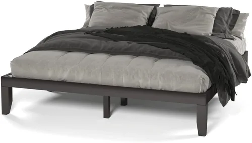 Miniatura 12 de KOTEK Base de cama de plataforma de madera maciza de 14 pulgadas, base de colchón con soporte de listones de madera, base de cama de madera de goma