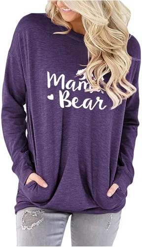 Miniatura 2 de onlypuff Sudaderas tipo túnica con estampado de bolsillo para mujer