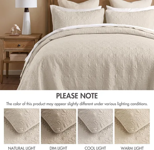 Miniatura 8 de Madison Park Quebec - Colcha acolchada reversible estilo damasco, ideal para todas las estaciones, juego de cama de colcha ligera y fundas a juego