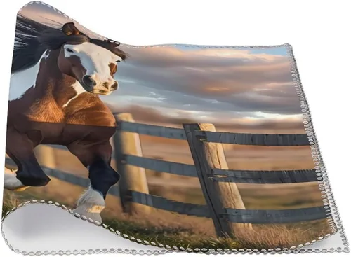 Miniatura 3 de Running in Field Wild Horses Placemats Set of 6 Resistant Table Mats Washable Place Mats for Dinner Party Table Decoration