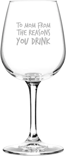 Miniatura 4 de To Mom From the Reasons You Drink - Copa de vino divertida - 12.75 onzas - Regalo de cumpleaños para mamá, madrastra, bonita copa de vino