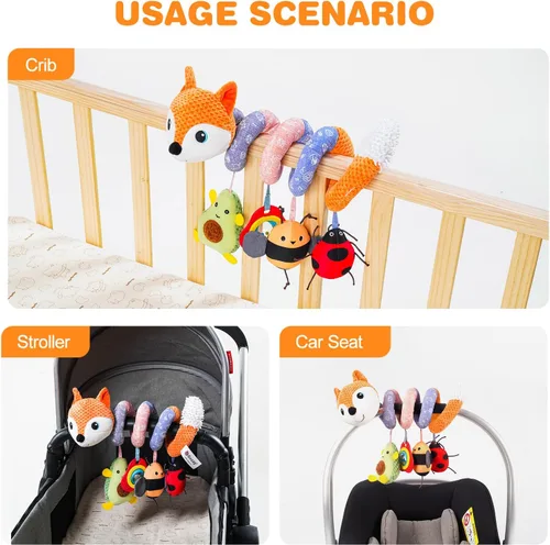 Miniatura 5 de Jollybaby - Juguetes para cuna, cochecito, asiento de coche para bebé de 0 a 12 meses, juguetes sensoriales colgantes para tiempo boca abajo