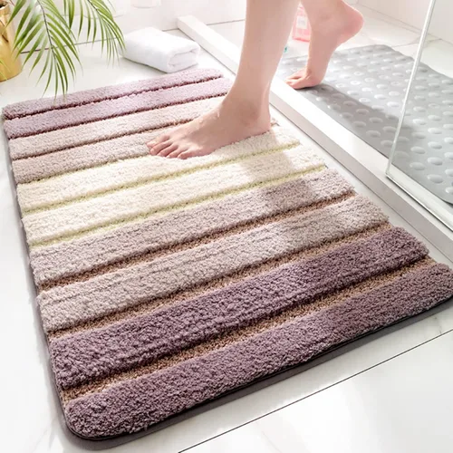 Alfombra de baño – Alfombra de baño extra suave, acogedora y absorbente, no se desprende, lavable a máquina, antideslizante alfombra de felpa lanuda