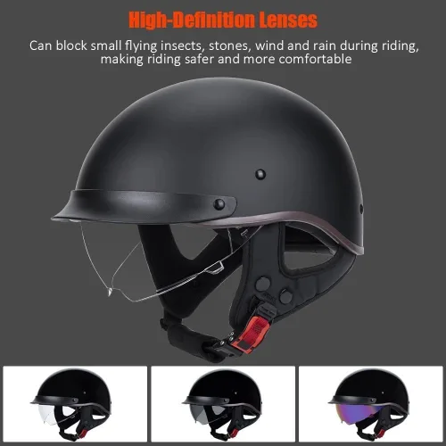 Miniatura 2 de Casco de motocicleta con Bluetooth, estilo alemán, casco abierto, aprobado por DOT, micrófono con altavoz integrado con visera retráctil