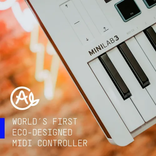 Miniatura 7 de Arturia MiniLab Controlador de teclado MIDI USB de 3 a 25 teclas con 8 almohadillas de batería multicolor, 8 perillas y software de producción