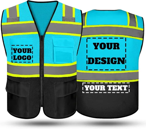 Miniatura 22 de Chaleco de seguridad reflectante de alta visibilidad con 5 bolsillos y cremallera clase 2 para adultos, unisex, ropa de trabajo de seguridad