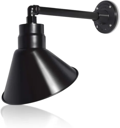 Miniatura 26 de Lámpara de señal de cuello de cisne con pantalla angular negra satinada de 10 pulgadas con brazo de extensión largo de 22 pulgadas, aplique de pared