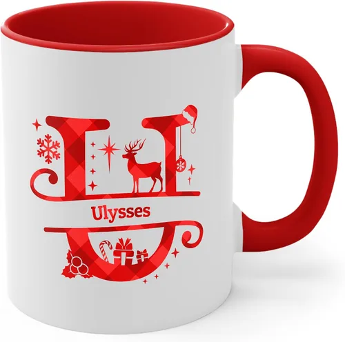 Miniatura 20 de Taza de café con inicial de decoración navideña con nombre, taza personalizada para mujeres y hombres, regalos con monograma, tazas de café
