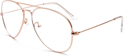 Miniatura 10 de EYLRIM Gafas de aviador con luz azul para mujeres y hombres, lentes transparentes para computadora con marco piloto de metal