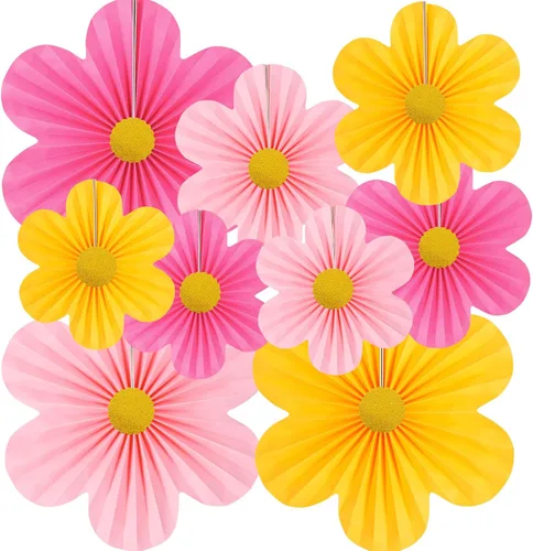 Miniatura 8 de Decoraciones de Fiesta Pastel Decoraciones de Flores de Papel para Pared de Aula Abanicos de Papel Telón de Fondo Floral Decoración de Pared