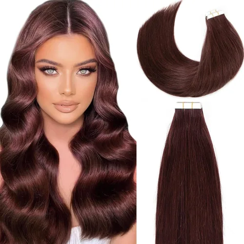Miniatura 35 de Loxxy Extensiones adhesivas de cabello humano de 12 pulgadas, extensiones de cabello humano real color negro azabache, con cinta adhesiva de trama