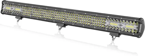 Miniatura 12 de Barra de luz LED amarilla, Offroadtown de 15" 224W, cuatro filas, combo de foco y reflector, luz LED de conducción para trabajo, luces amarillas