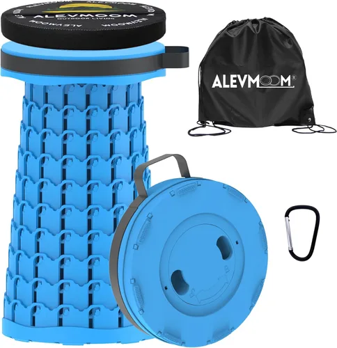 Miniatura 10 de ALEVMOOM Taburete plegable XXL mejorado de 19.7 pulgadas con cojín, taburete telescópico portátil, capacidad de 1000 libras, silla plegable