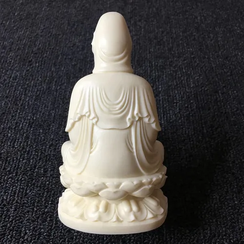 Miniatura 7 de Diosa de la misericordia Guan yin Buda estatua en loto Escultura de Quanyin blanca para decoración de oficina en casa Bendición de estatua