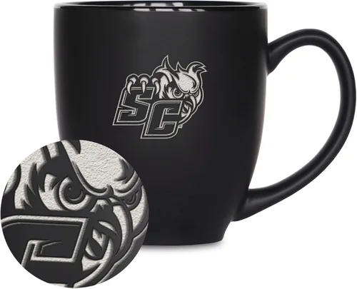 Miniatura 273 de Rico Industries - Taza de cerámica mate negra con grabado láser estándar de 15oz para NCAA (escuelas T & U) - Para bebidas calientes o frías