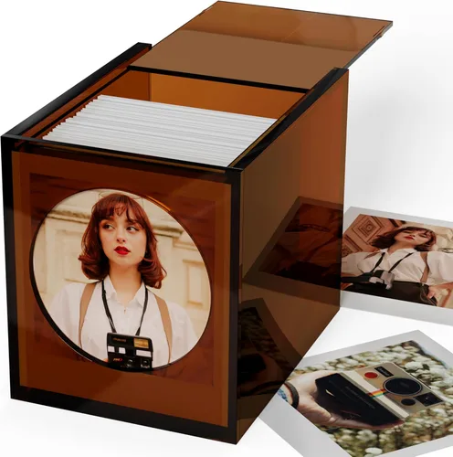 WINKINE - Marco de fotos acrílico y caja de almacenamiento para película Polaroid i-Type/600/SX-70/Instax Square, marco de película de 4.2''x3.5'',