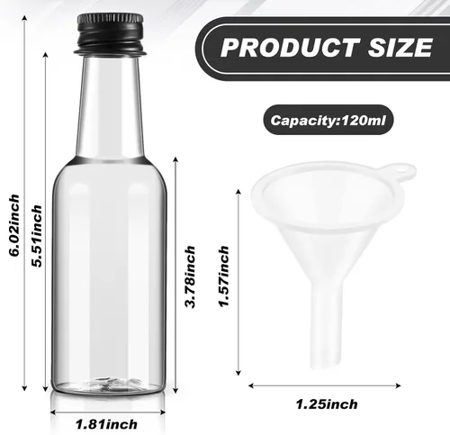 Miniatura 2 de Tessco 100 Piezas Mini Botellas de Licor de Plástico Mini Botella de Aderezo para Ensalada Navidad Pequeños Chupitos Soportes de Alcohol con Tapa