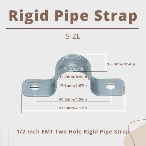 Miniatura 2 de Abrazadera de tubería de acero chapada en zinc de 1-1/2 pulgadas, 20 piezas, tubo rígido de acero de un agujero, Abrazadera de tubo de soporte