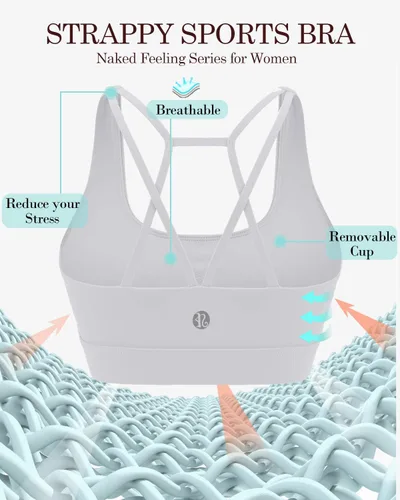 Miniatura 51 de Brasieres deportivos para mujer, con relleno, tipo camiseta sin mangas, sexis, con espalda cruzada, de alto impacto, largos, ideales para practicar