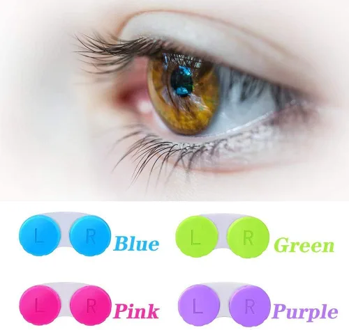 Miniatura 3 de KISEER Paquete de 4 Estuches Coloridos para Lentes de Contacto Portador Contenedor Kit de Almacenamiento y Remojo