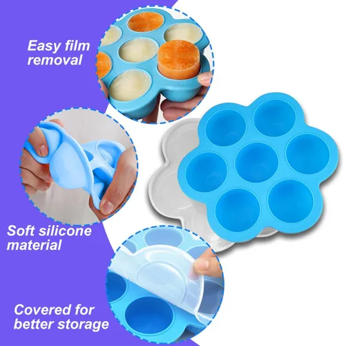 Miniatura 3 de Paquete de 3 moldes de silicona para mordeduras de huevo para freidora de aire, alternativa a la máquina de mordeduras de huevo Sous Vide