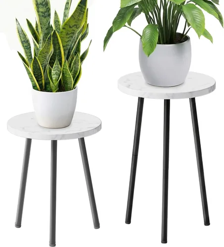 Miniatura 12 de Soporte alto para plantas de interior: soporte de esquina de madera para plantas, paquete de 2 unidades, decoración moderna de mediados de siglo