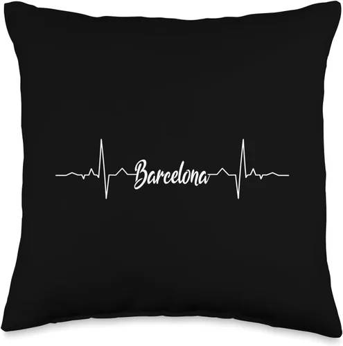 Barcelona Heartbeat Gift Idea For Barca Heartbeat Design Fan Or Barcelona Resident - Almohada (16 x 16 pulgadas), multicolor