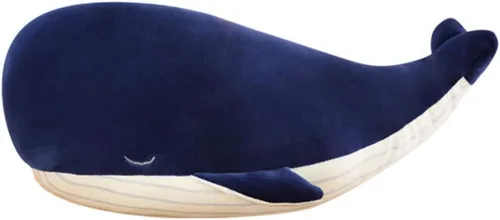 JPORSHU Ballena azul grande de simulación suave de 10 pulgadas, muñeca delfín de la vida marina, juguete de peluche, cojín de espalda, regalo de