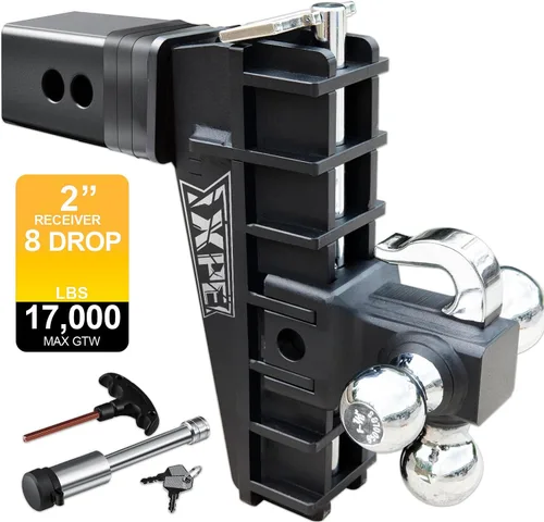 XPE - Enganche de remolque ajustable: se adapta a receptor de 2.0 pulgadas, enganches de remolque de servicio pesado (17000 libras GTW) enganche de
