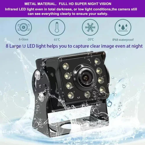 Miniatura 5 de Sistema de cámara de respaldo 4K RV, monitor de pantalla táctil de 10.1 pulgadas con 4 cámaras de visión nocturna 1080P, reproducción de video USB