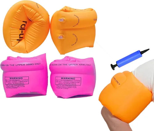 Miniatura 18 de Flotadores inflables para brazos, bandas para el brazo, flotador de tubo de natación para adultos, playa, flotador, fiesta, piscina Rosa