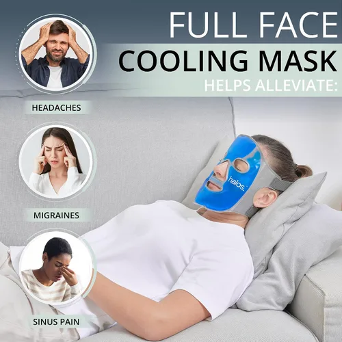 Miniatura 3 de MyHalos Máscara facial de hielo – Mascarilla de congelado para aliviar el dolor, migraña y cirugía de muelas del juicio. Nuestra máscara facial