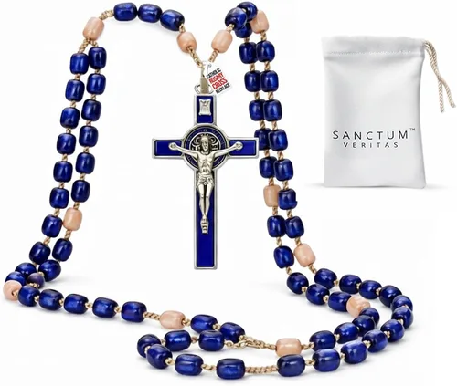 Miniatura 17 de Rosario italiano con bendición apostólica del Papa León XIV – Collar católico de cuentas grandes para espejo de coche, Primera Comunión, regalo