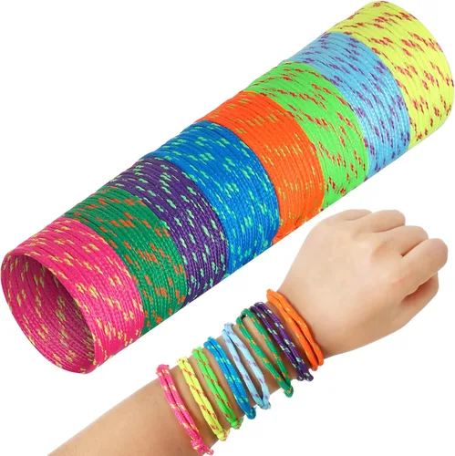 Miniatura 7 de WILLBOND Pulsera de amistad de neón 216 a granel para mujer, pulsera de paracaídas de regreso a clases, regalo para estudiantes, cumpleaños, aula