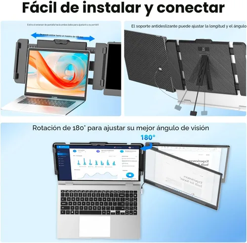 Miniatura 6 de KEFEYA Extensor de pantalla para laptop, monitor portátil de 14 pulgadas para portátiles de 13 a 17 pulgadas, extensor de monitor IPS FHD 1080P