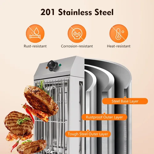Miniatura 3 de Parrilla eléctrica de interior, parrilla eléctrica para barbacoa, parrilla de 1800 W, parrilla de acero inoxidable para barbacoa sin humo, parrilla