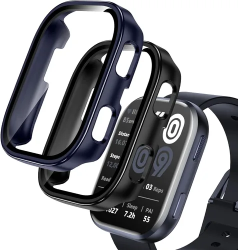 Miniatura 11 de Paquete de 2 fundas compatibles con Amazfit Bip 6, protector de pantalla de vidrio templado con cubierta de policarbonato duro, a prueba de golpes