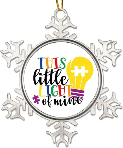 Miniatura 15 de Generic Adorno colgante de árbol de Navidad con forma de copo de nieve de metal, decoración de conciencia de autismo, regalo de recuerdo de Navidad