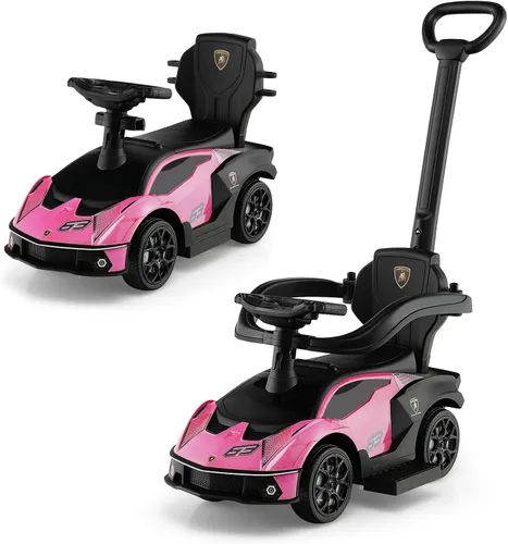 Miniatura 11 de Costzon Coches de empuje para niños pequeños, Lamborghini 3 en 1 con licencia con licencia Lamborghini, auto deslizante para caminar con asa, Verde