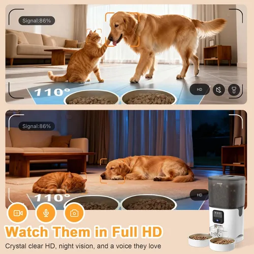 Miniatura 3 de Comedero automático para mascotas de 7L con cámara gran angular HD de 1080P, función WiFi inteligente, control por aplicación, función de visión
