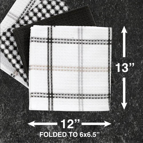 Miniatura 5 de T-Fal Paños de cocina de waffle premium: altamente absorbentes, súper suaves de larga duración - 100% algodón, toalla plana de waffle de 12"x13