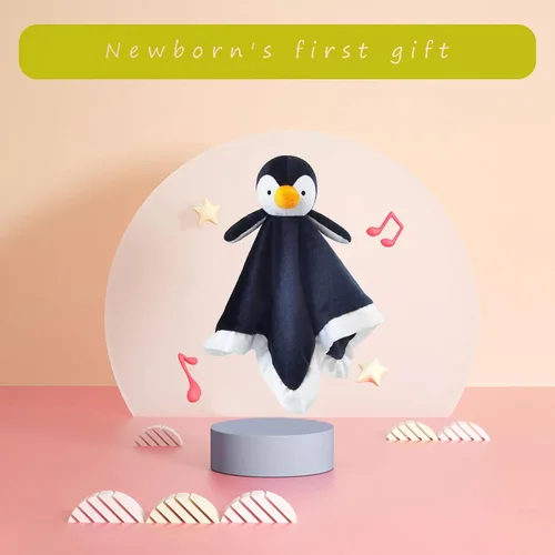 Miniatura 3 de Manta de seguridad suave de pingüino negro para bebé, manta de felpa con personaje de pingüino, regalo de baby shower/cuarto de bebé, bebé recién