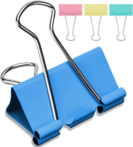 Clips de carpeta extra grandes de 2 pulgadas (paquete de 24), colores surtidos, clips de papel jumbo de colores, abrazaderas de papel grandes, clips