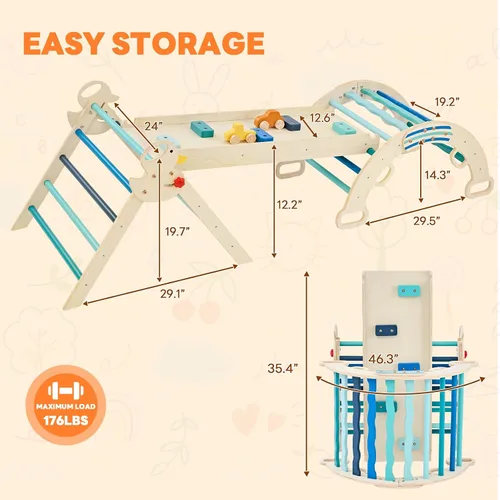 Miniatura 7 de DUMOS Pikler - Juego de triángulos para niños pequeños, juguetes de escalada y estructura de juego para interiores, juego de escalada Montessori