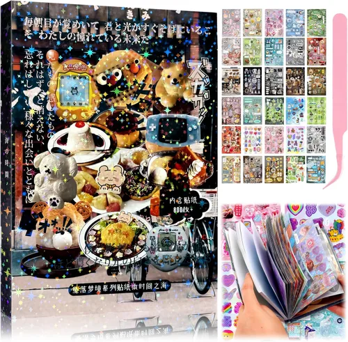 Miniatura 17 de 800 piezas de lindas calcomanías para álbum de recortes de viaje Y2K, libro de calcomanías japonés para adultos, calcomanías coreanas Kawaii