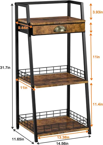 Miniatura 3 de keomaisyto Estantes de baño de 3 niveles con cajón de lona, estante de almacenamiento de baño, estante de almacenamiento pequeño, estante