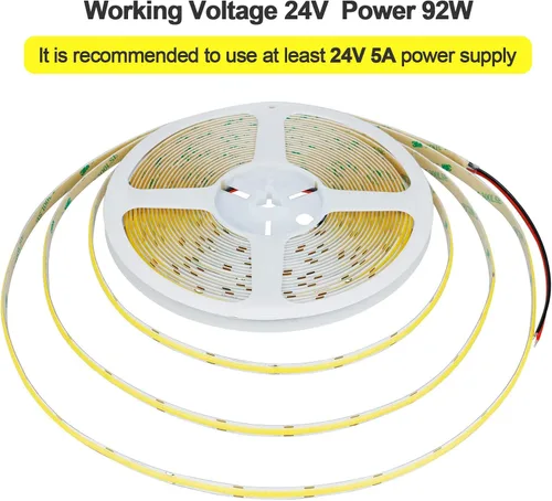 Miniatura 4 de GOMING Tira de luz LED COB de 24 V, blanco natural, 4000 K, 32.8 pies, 3120 LED, CRI 93+ 6300 lm, brillo uniforme, flexible, IP20, no impermeable