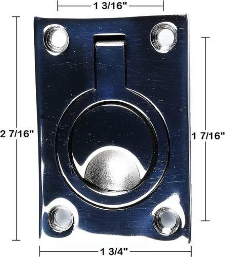 Miniatura 3 de Paquete de 2 manijas de acero inoxidable pulido marino con anillo de escotilla empotrado