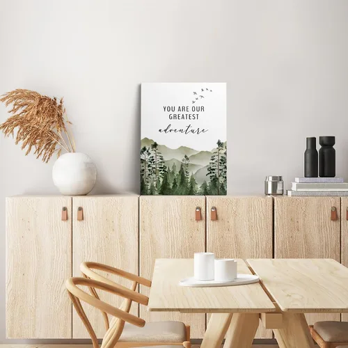 Miniatura 4 de XWELLDAN You are Our Greatest Adventure Woodland Nursery - Lienzo decorativo para pared, diseño de acuarela de bosque y montaña, decoración de pared