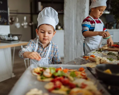 Miniatura 4 de ESHATO Sombrero de chef para niños, gorra de cocina de algodón elástico ajustable para niños